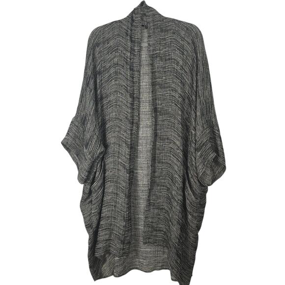 Vivid Mid Length Kimono Relaxed Long Line Open Cardigan Linen Space Dye Gray 2X - Picture 1 of 9